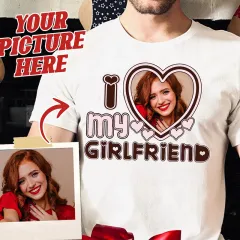 I Love My Girlfriend Women T Shirt Custom - 160G Pure Cotton-S - View 1