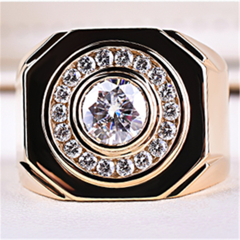 Imitation Moissanite Ring Bright And Smooth Noble Domineering Men's Ring