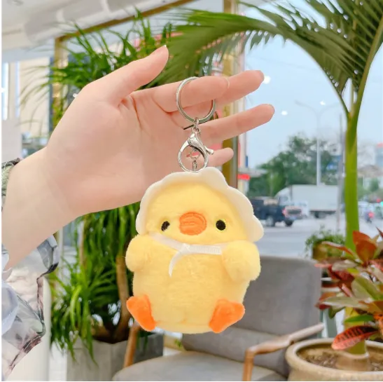 Cute And Cute Little Chicken Plush Toy Doll Pendant Keychain White Turban - Shop at LoveMi
