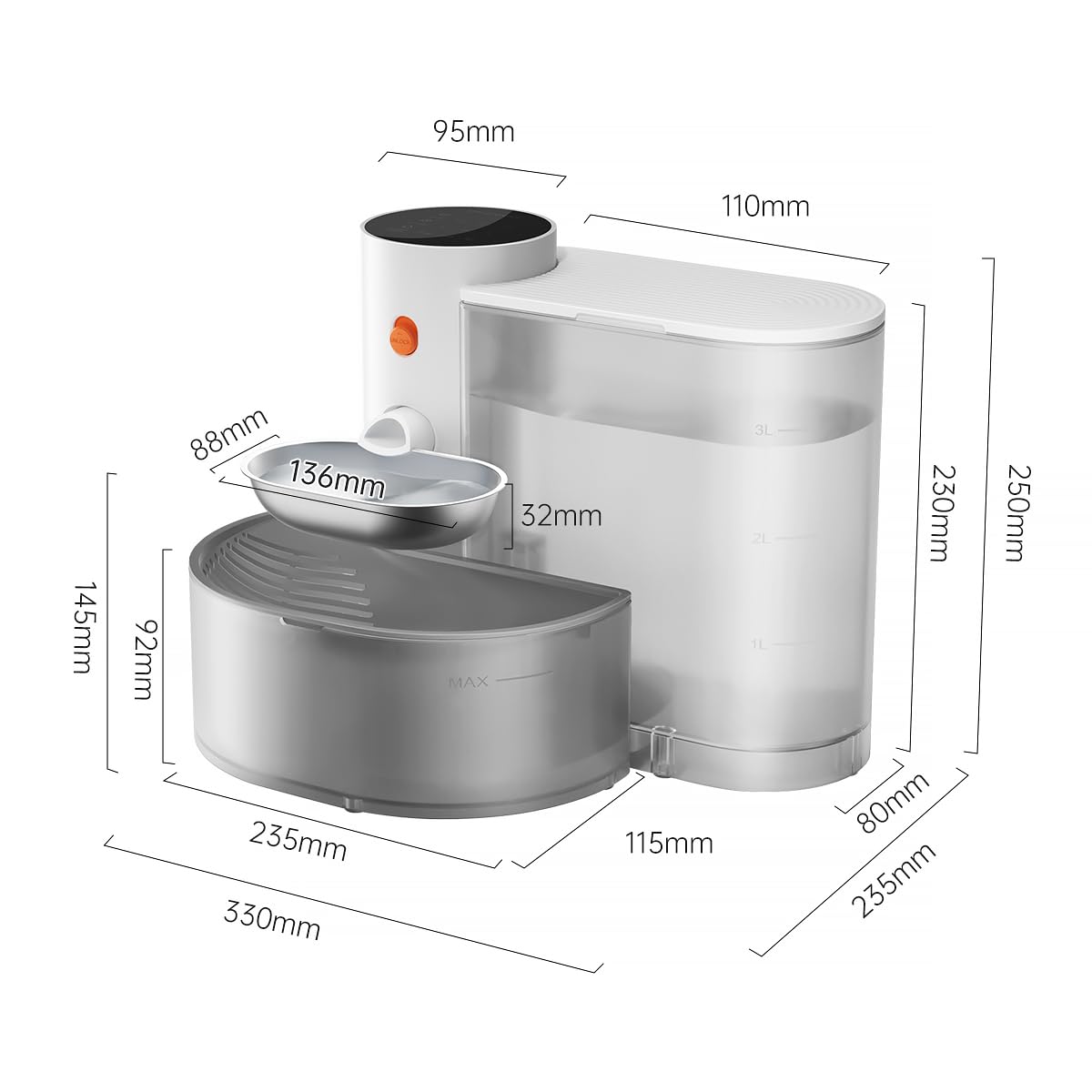 Smart Cat Water Dispenser - Stainless Steel Water Bowl, Upgraded Self-Refill Cat Water Fountain Automatic Water Dispenser Water Feeder For Cats & Small Animals, 3.5L 118.4oz 8