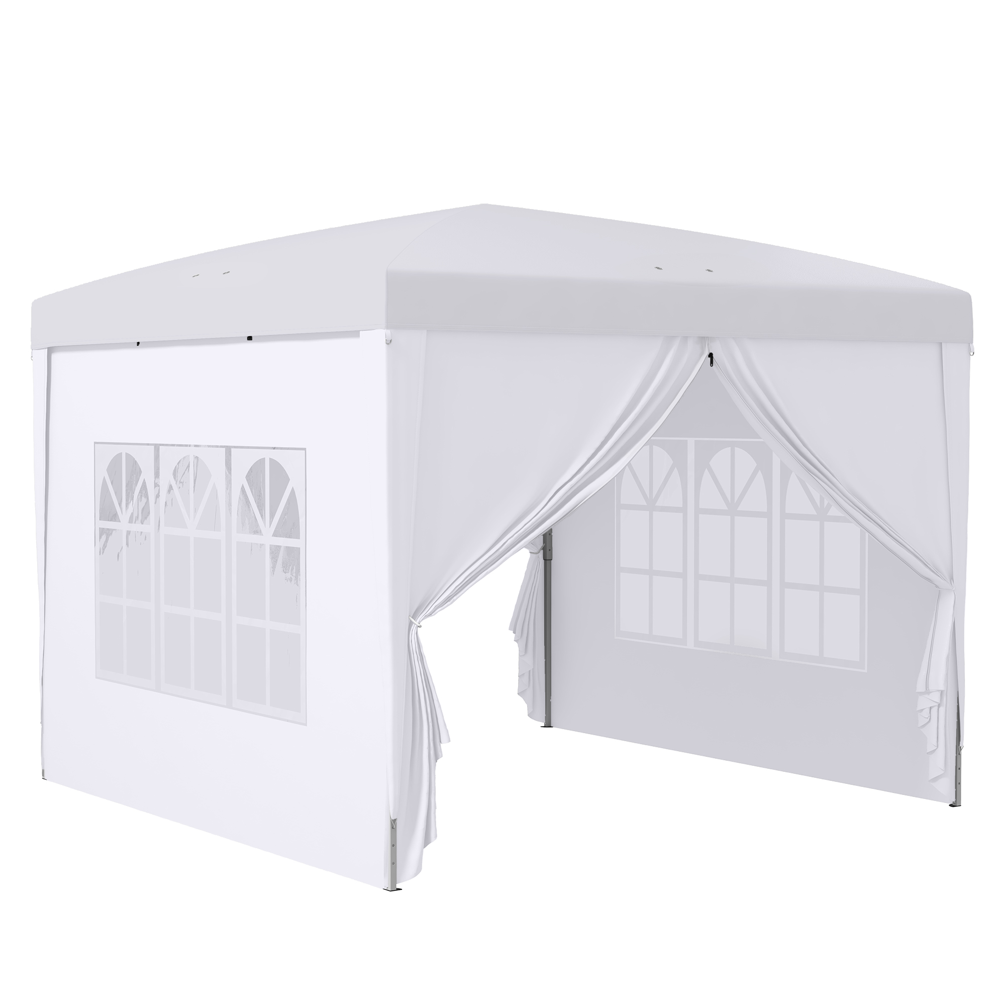 3x3m Pop-Up Gazebo With Curtain Walls And Windows White — image 9