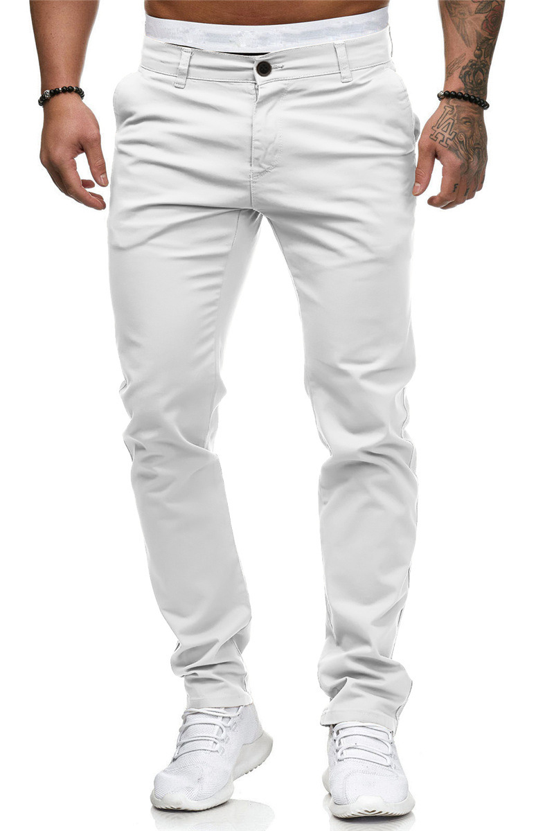 Title 2, Mens solid color straight casual slim trousers...