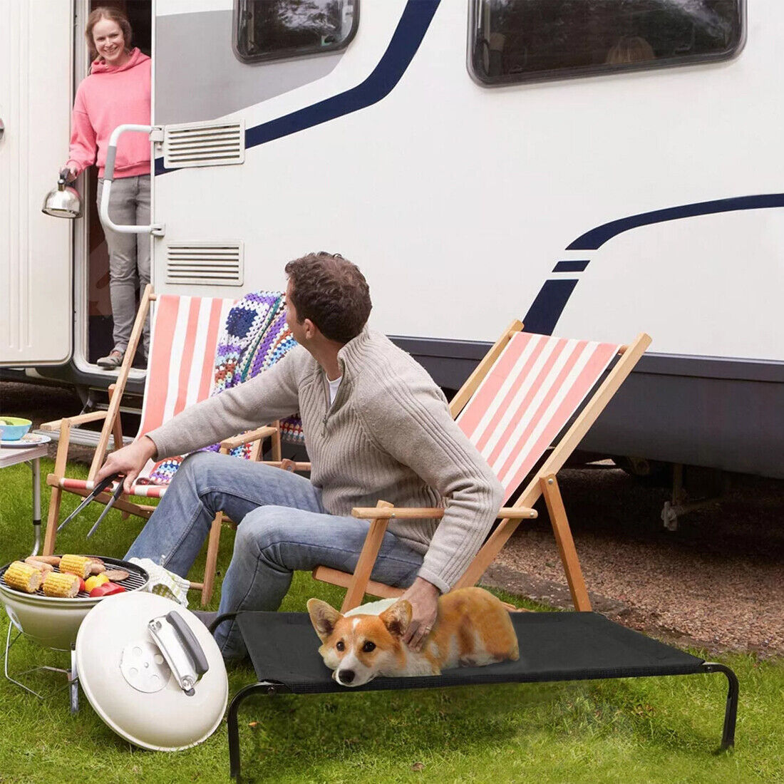 Elevated Dog Bed Pet Cat Mesh Camping Cot Indoor Outdoor Waterproof Two Size UK Thumbnail 14