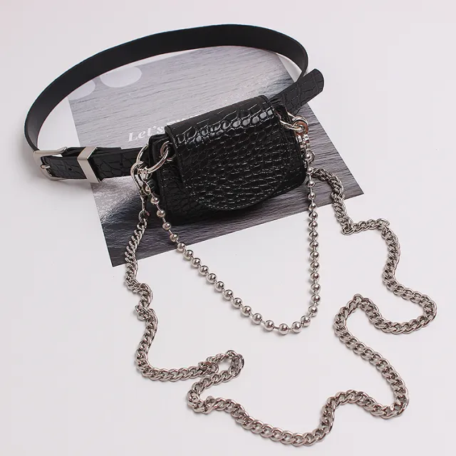 Chain Crossbody Bag Pattern Bead Black - Shop at LoveMi