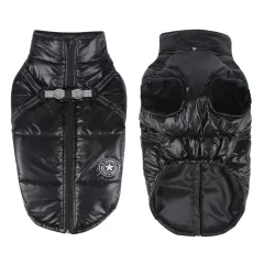 Windproof And Warm Reflective Webbing Big Dog Cotton Coat Pet Clothing - Black - View 1