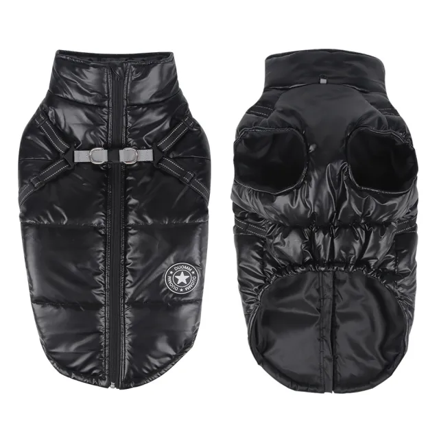 Windproof And Warm Reflective Webbing Big Dog Cotton Coat Pet Clothing Black - Shop at LoveMi