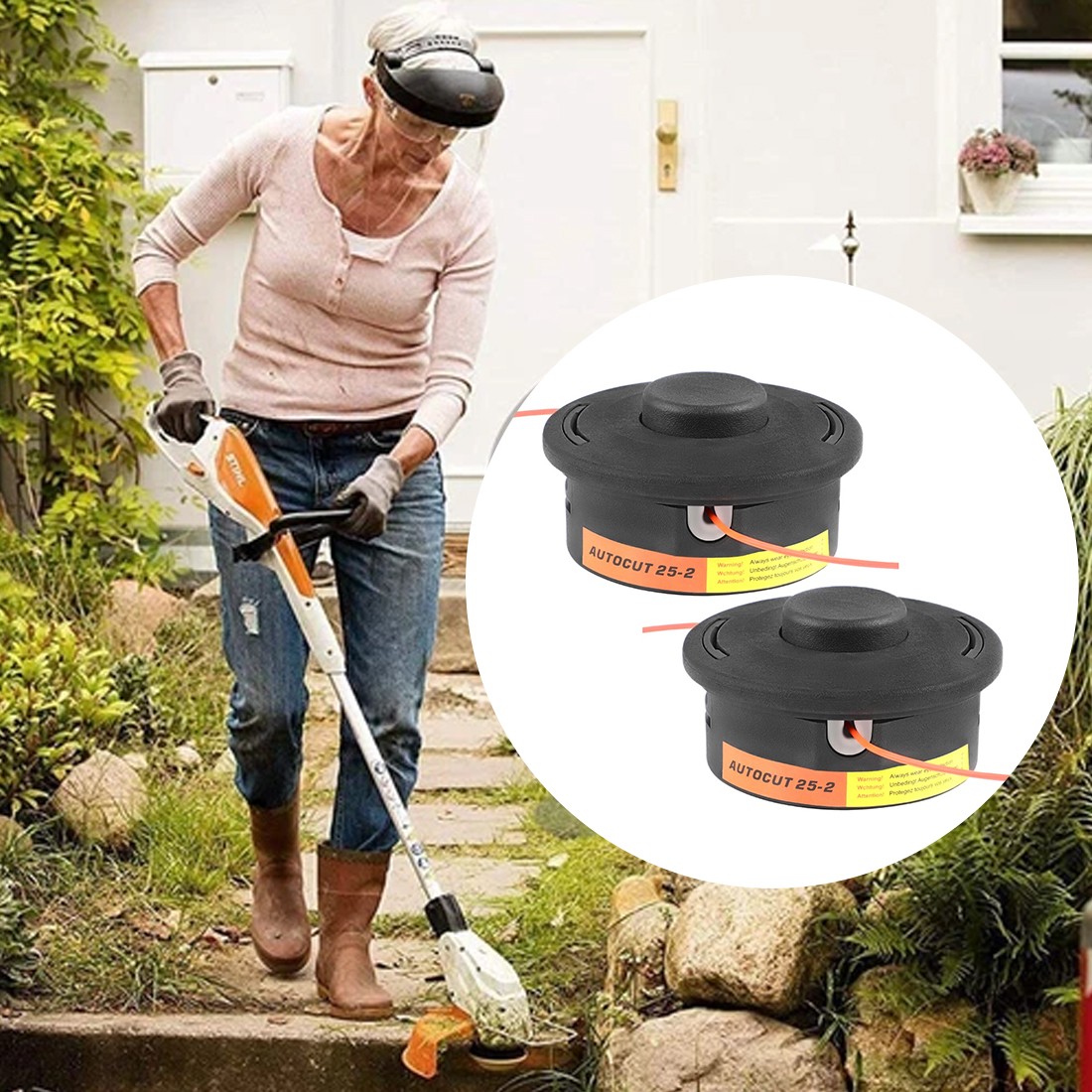 2Pcs For Stihl Autocut 25-2 Bump Feed Petrol Strimmer Trimmer Head 4002 710 2191 — image 8