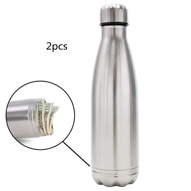 Stainless Steel Bottle Hidden Jar Outdoor Portable Storage Silver2Pcs - Shop at LoveMi