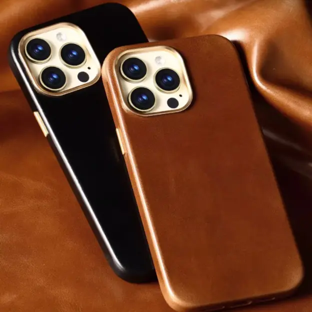 Mobile Phone Case Protective Cover Layer Cowhide Magnetic Suction