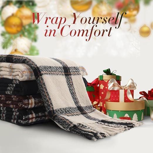 Women's Winter Scarf, Long Oversized Plaid Blanket Shawl Wrap For Cold Weather product image