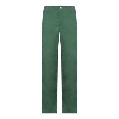 High Waist Casual Corduroy Straight Fit Solid Color Pants - Green - View 1