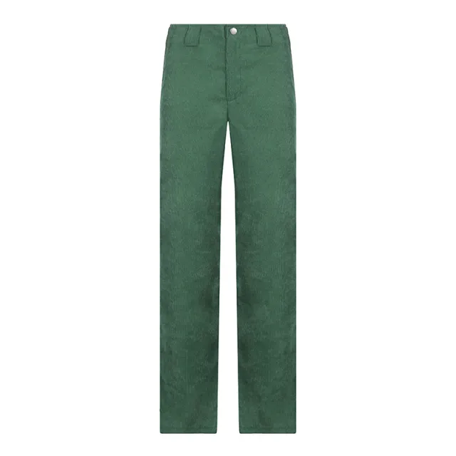 High Waist Casual Corduroy Straight Fit Solid Color Pants Green - Shop at LoveMi