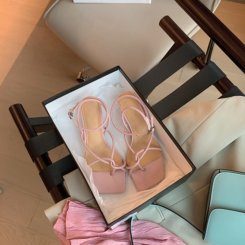 Women's Sandals New Roman Flip Flops With Skirt, Buckle And Thick Heel High Heels