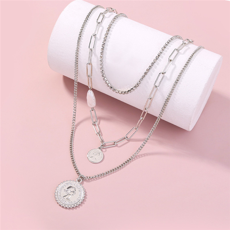 Fashion Imitation Pearl Multi-layer Necklace Punk Style