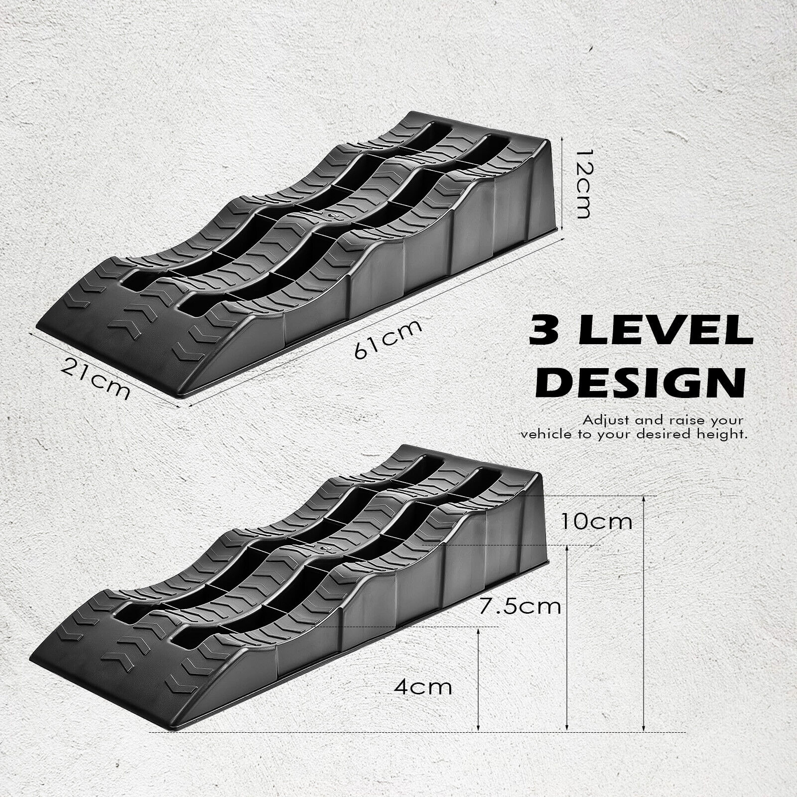 2pcs Triple Levelling Ramps , 6  120mm High,3.5T Per Axle Miilenco C W BAG
