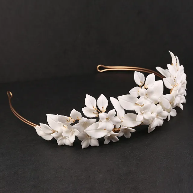 White Leaf Ceramic Flower Hair Decoration Gold - Shop at LoveMi
