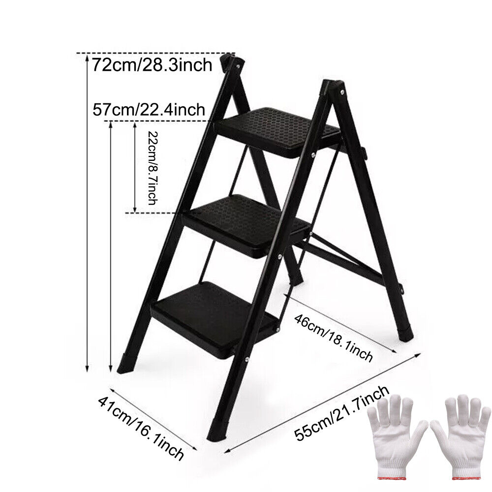 3 Step Ladder Folding Heavy Duty Aluminium Outdoor Indoor Lightweight Stool — image 7