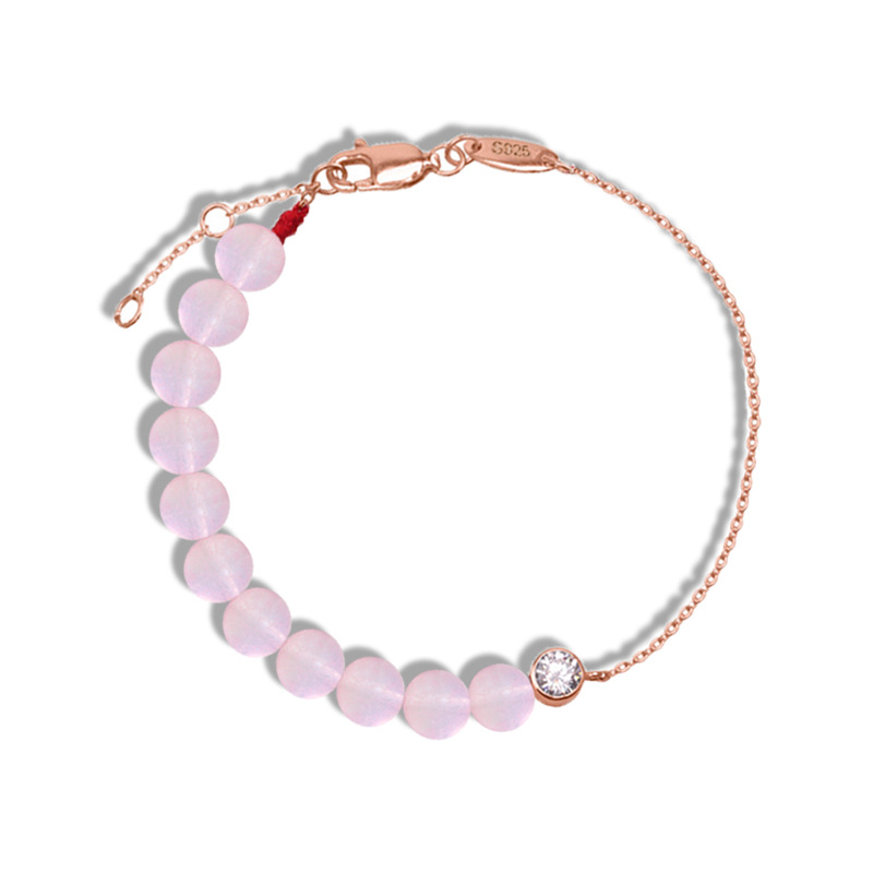 S925 Sterling Silver Round Diamond Bracelet With Agate