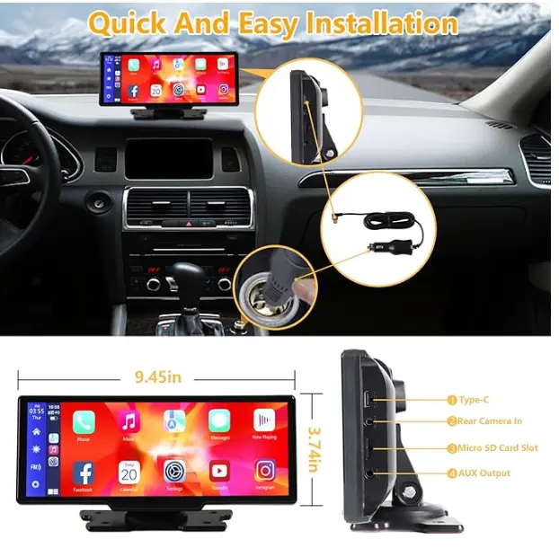 Portable Wireless Carplay With 2.5K Camera, 1080P