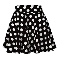 Summer Polka Dot Mini Skirt - Black - View 1