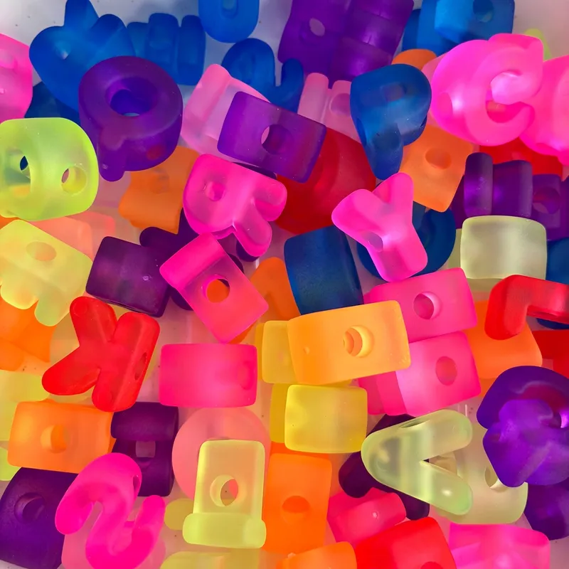 Eon Rubberized Acrylic Letter Beads, Translucent Alphabet