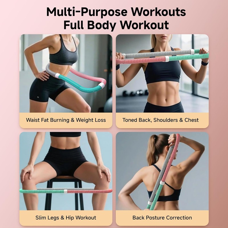 Weighted Fitness Hoop Portable Waist Friendly-Foldable Indoor Foldable Exercise — 1