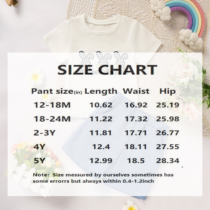Toddler Casual 2-Piece Set, Bunny & Carrot Embroidered Short Sleeve T-Shirt With Striped Pocket Shorts