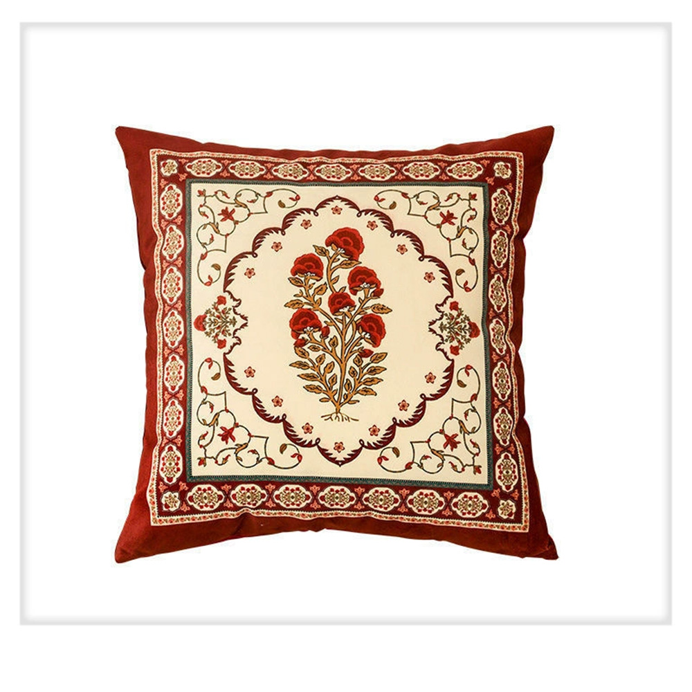 Pillow Case & Pillow With Case Red American Style Sofa Retro Office Home Textile Square Shape Print Bohemia Style  Celebration Pillow Cover American Sofa Cushion Cover