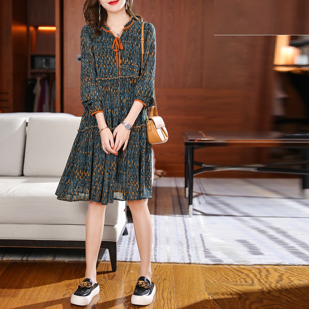 Floral Chiffon Long Sleeve Dress