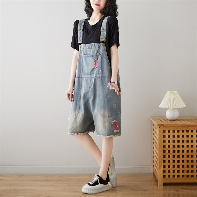 Fashion Retro Strap Denim Shorts Pink - Shop at LoveMi