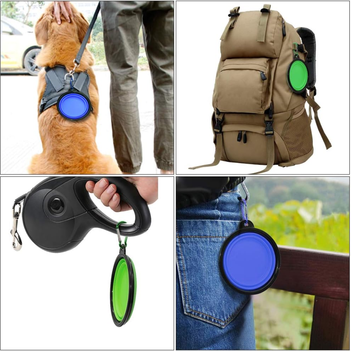 Dog Bowl Pet Collapsible Bowls, 2 Pack For Cats Dogs, Portable Pet Feeding Watering Dish For Walking Parking Traveling With 2 Carabiners — foto 3