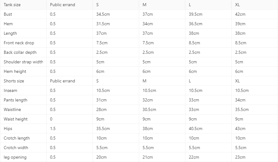 Breathable Two-Piece Knit Workout Size Chart