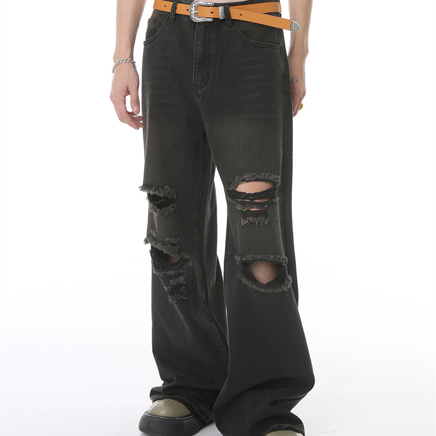 Men's Summer Loose Hole Wide Leg Hip Hop Jeans
