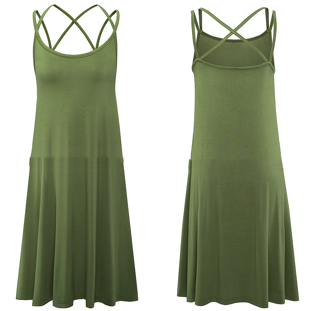 New Women's Sling Sexy Casual Solid Color Dress