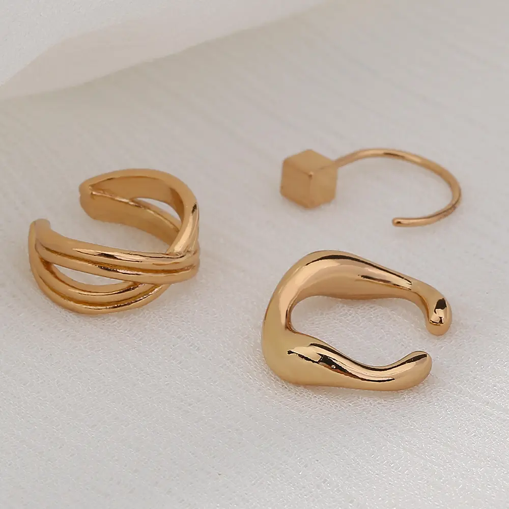 Metal Type C Ear Bone Clip No Ear Hole Ear Hang Female Temperament Hip-hop Minority Cool Wind Earring Set Decoration