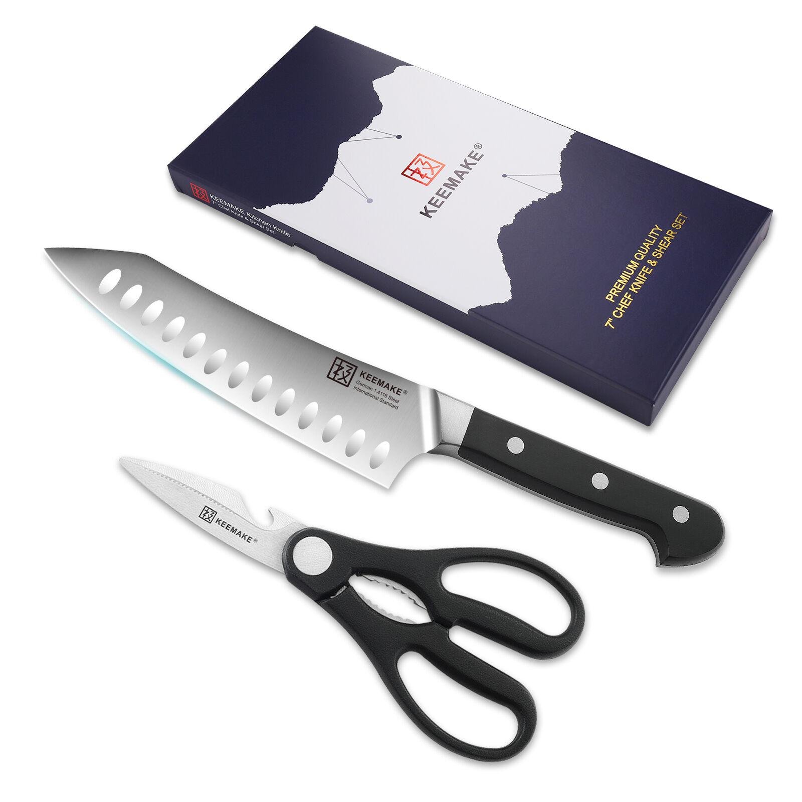 2-Piece Chef's Knife And Kitchen Shears Set  Stainless Steel Slicing Knife  Gift Set