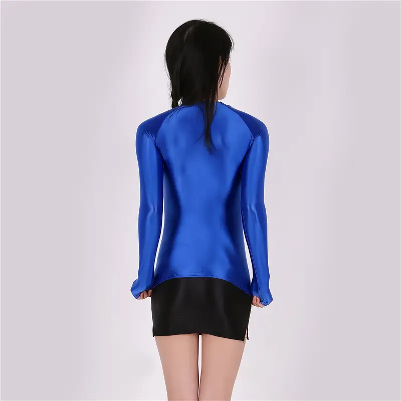 Fashion Bright Shiny Tights Slim T-shirt Sexy Transparent