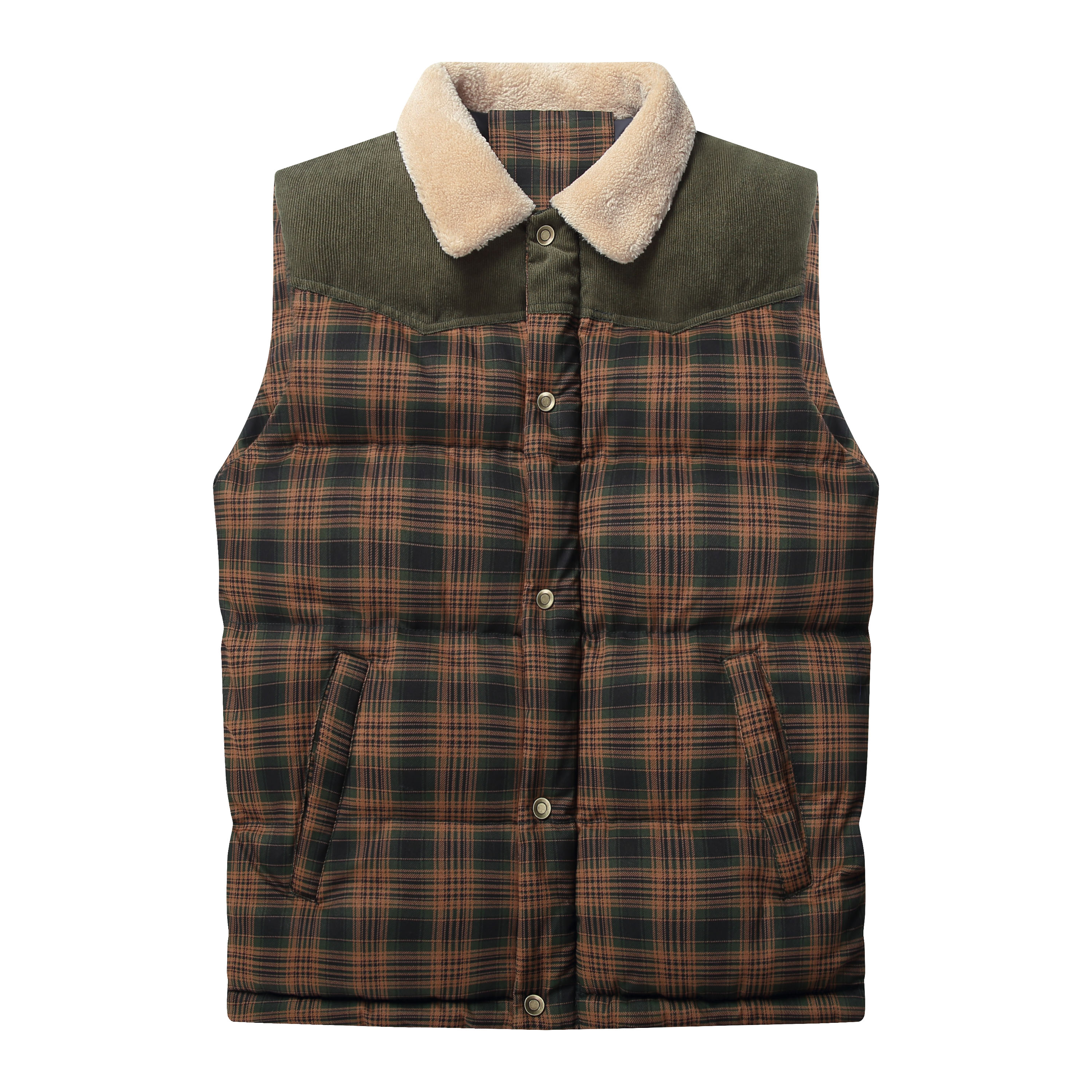 men-neck-collar-warm-plaid-vest