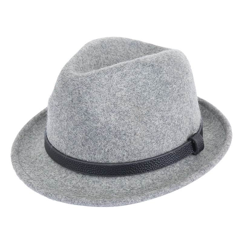 Autumn And Winter Pure Wool Rolled Edge Short Brim Bell British Gentleman Hat Mixed Grey - Shop at LoveMi