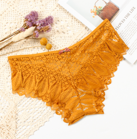Lace Bow Knot Crossover Women's Briefs Yellow - Shop at LoveMi