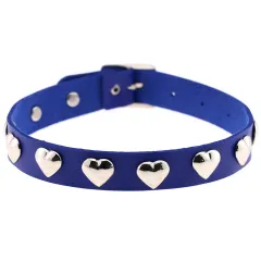 Fan Original New Punk Gothic Love Heart-shaped Rivets Pin Buckle Necklace - Blue - View 1