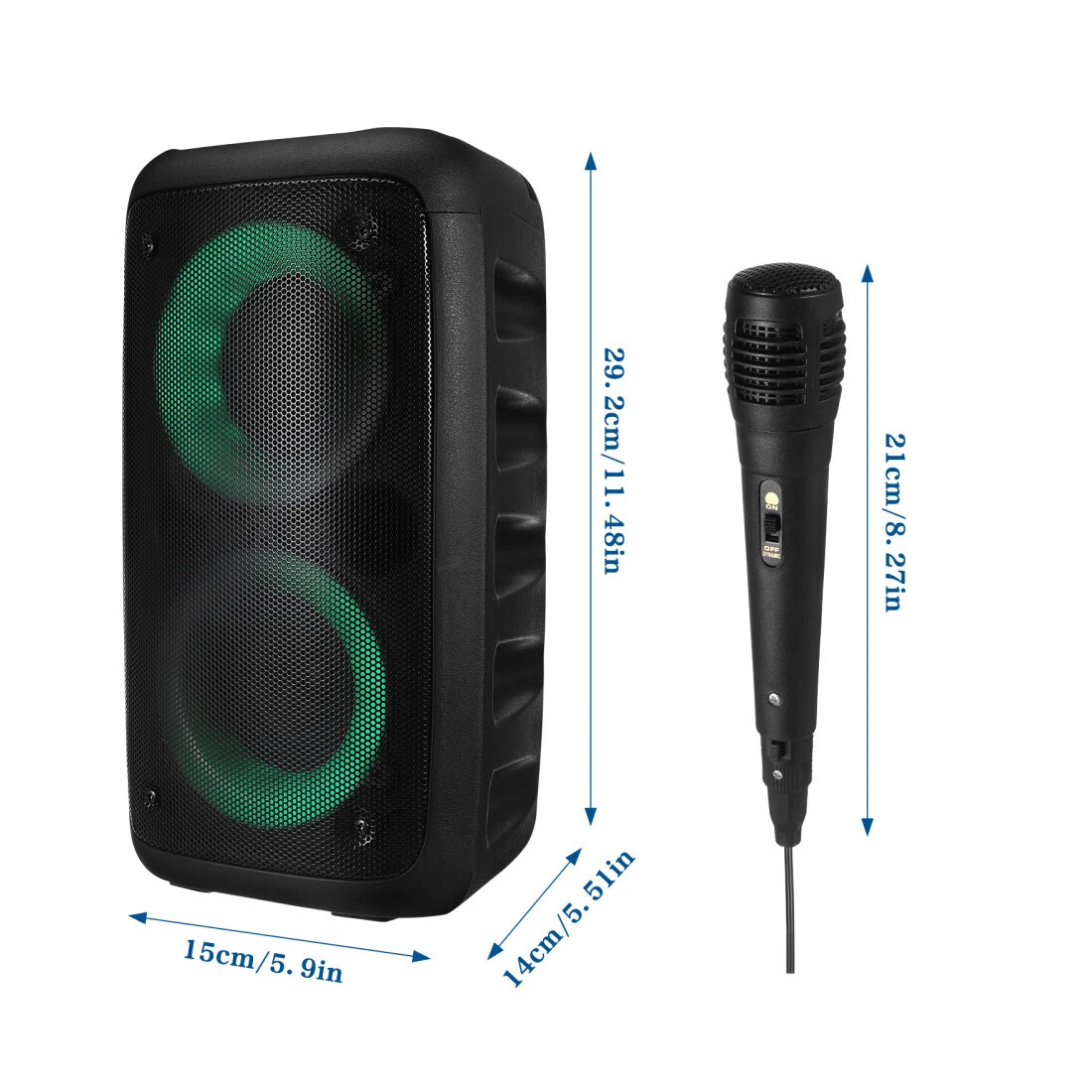 Portable Bluetooth Speaker Sub Woofer Heavy Bass Sound System Party & Mic 13