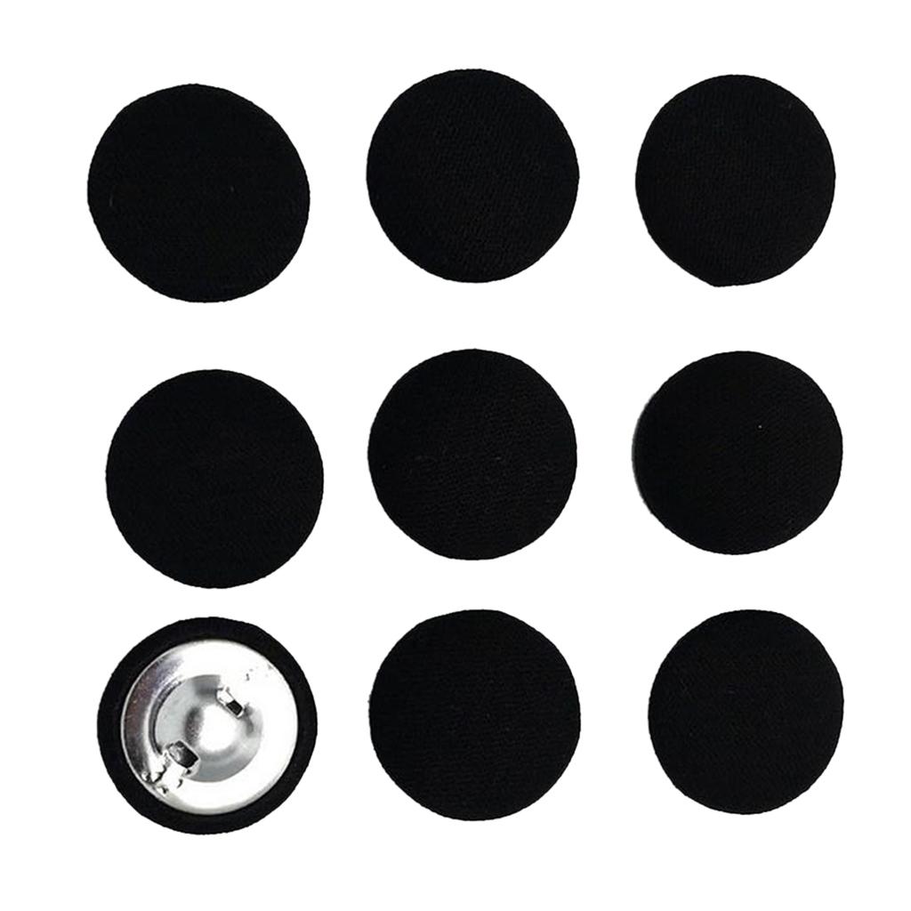 10pcs Cotton Fabric Covered Buttons Sewing Accessories For Garment Black — image 4