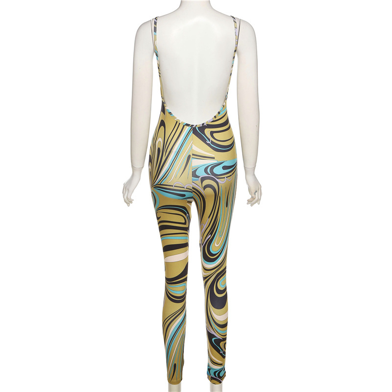 Women’s Printed Halter Strap High Waist Bodysuit