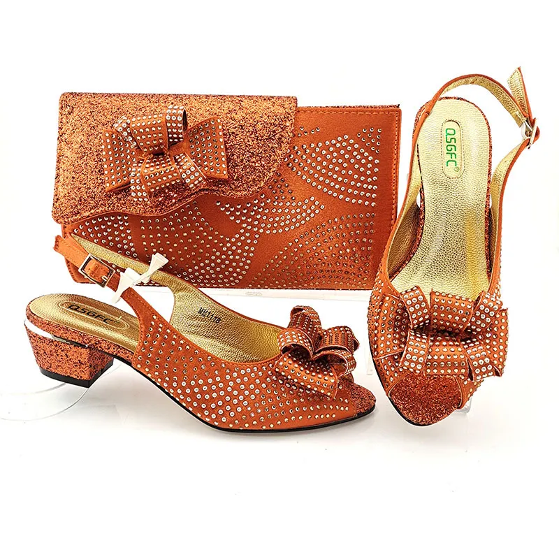 Point Toe Buckle Heels Evening Bag Clutch - Orange