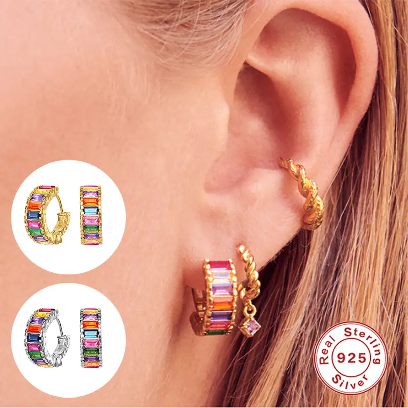 S925 Sterling Silver Color French Bread Earrings