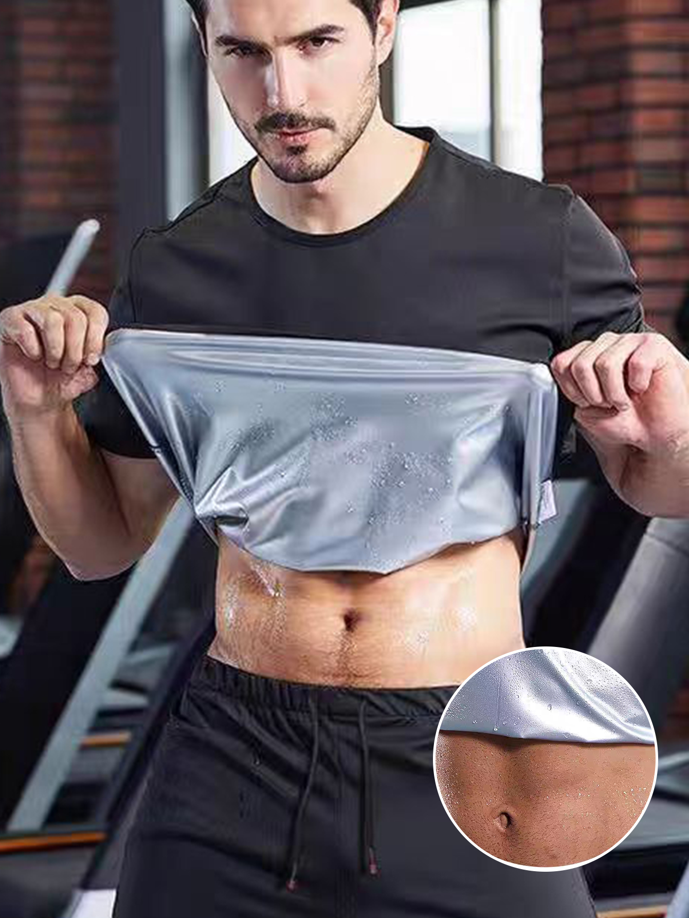 Sauna Shirt For Men Heat Trapping Sweat T-shirt Sauna Suit For Men Compression Workout Sweat Suit For Gym Workouts 5