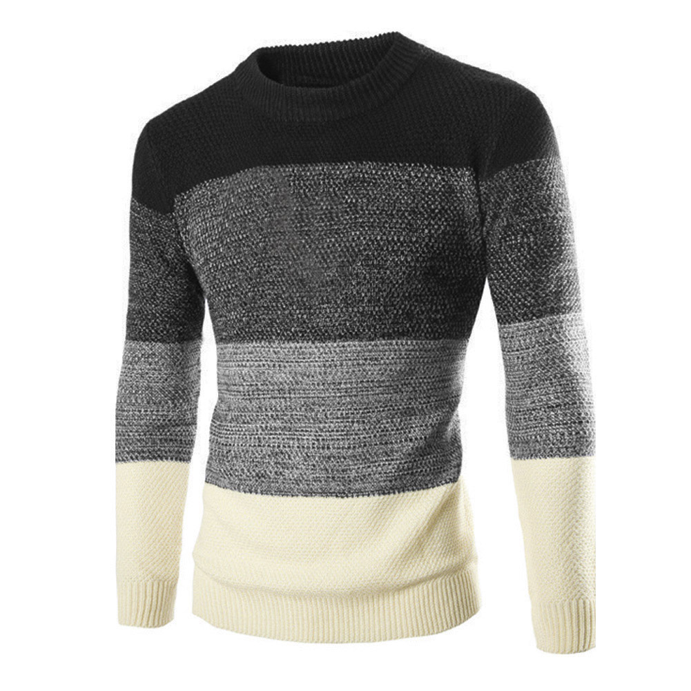 Men's Sweater Pullover British Slim Round Neck Color Matching