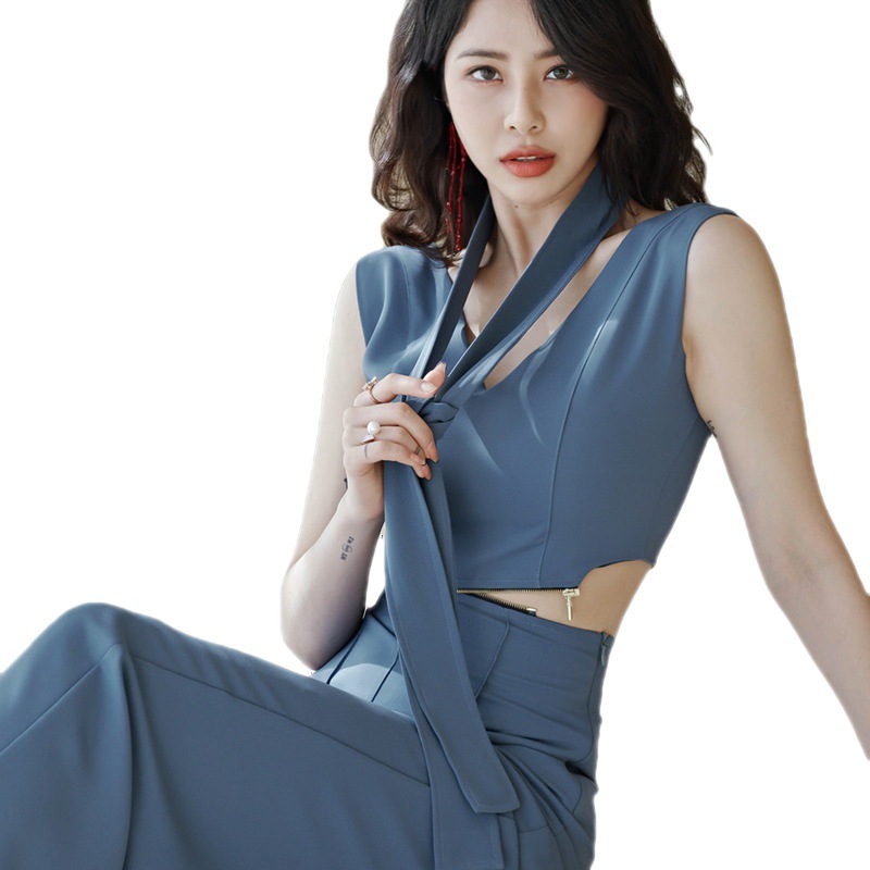 Women's Elegant V-Neck Split Waist Jumpsuit - Image 6