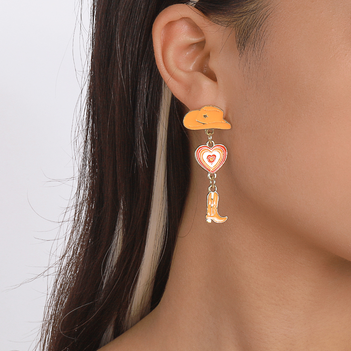 Title 4, Hat Love Cowboy Boot Dripping Multi-layer Earri...